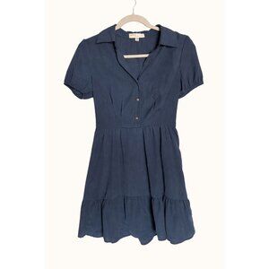 Bebop Navy Button-Front Tiered Dress – Size S.